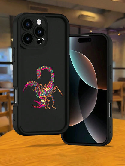 Hot Selling Colorful Scorpion Pattern Fashionable Men's And Women's Anti Drop Phone Case, Suitable For IPhone 17/17PRO/17AIR/17PROMAX/16E/16/16PRO/16PLUS/16PROMAX/15/15PROMAX/14/14PLUS/14PROMAX/14PROM