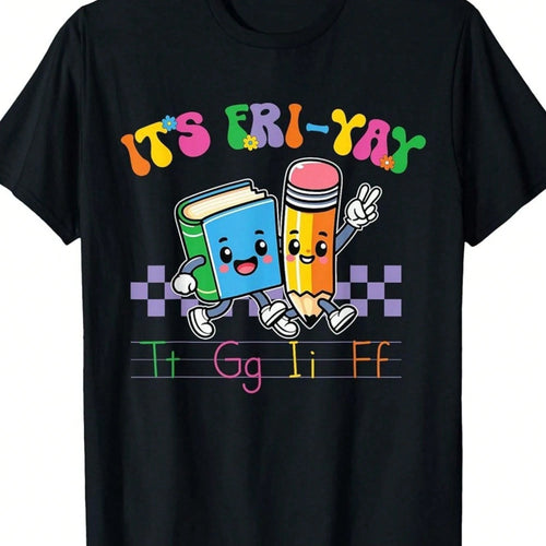 Humorous TGIF Teacher And Friday Educator T-Shirts. Perfect For Teacher Gifts, Casual Wear, And Stylish Outings. Plus Size Available.