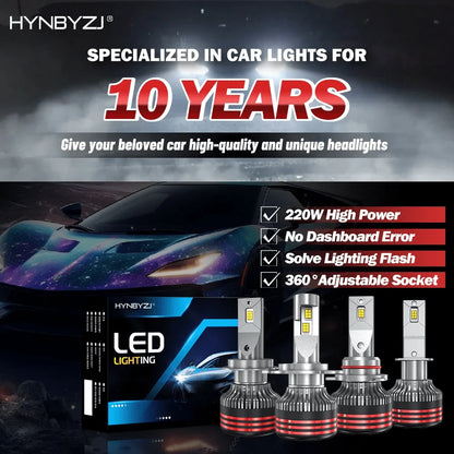 HYNBYZJ 2pcs H7 H4 H11 LED Headlight 360W High Power Canbus H1 H3 9005 HB3 9006 HB4 9012 HIR2 9007 H13 Turbo Lamp 6000K Car Light 12V