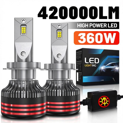 HYNBYZJ 2pcs H7 H4 H11 LED Headlight 360W High Power Canbus H1 H3 9005 HB3 9006 HB4 9012 HIR2 9007 H13 Turbo Lamp 6000K Car Light 12V