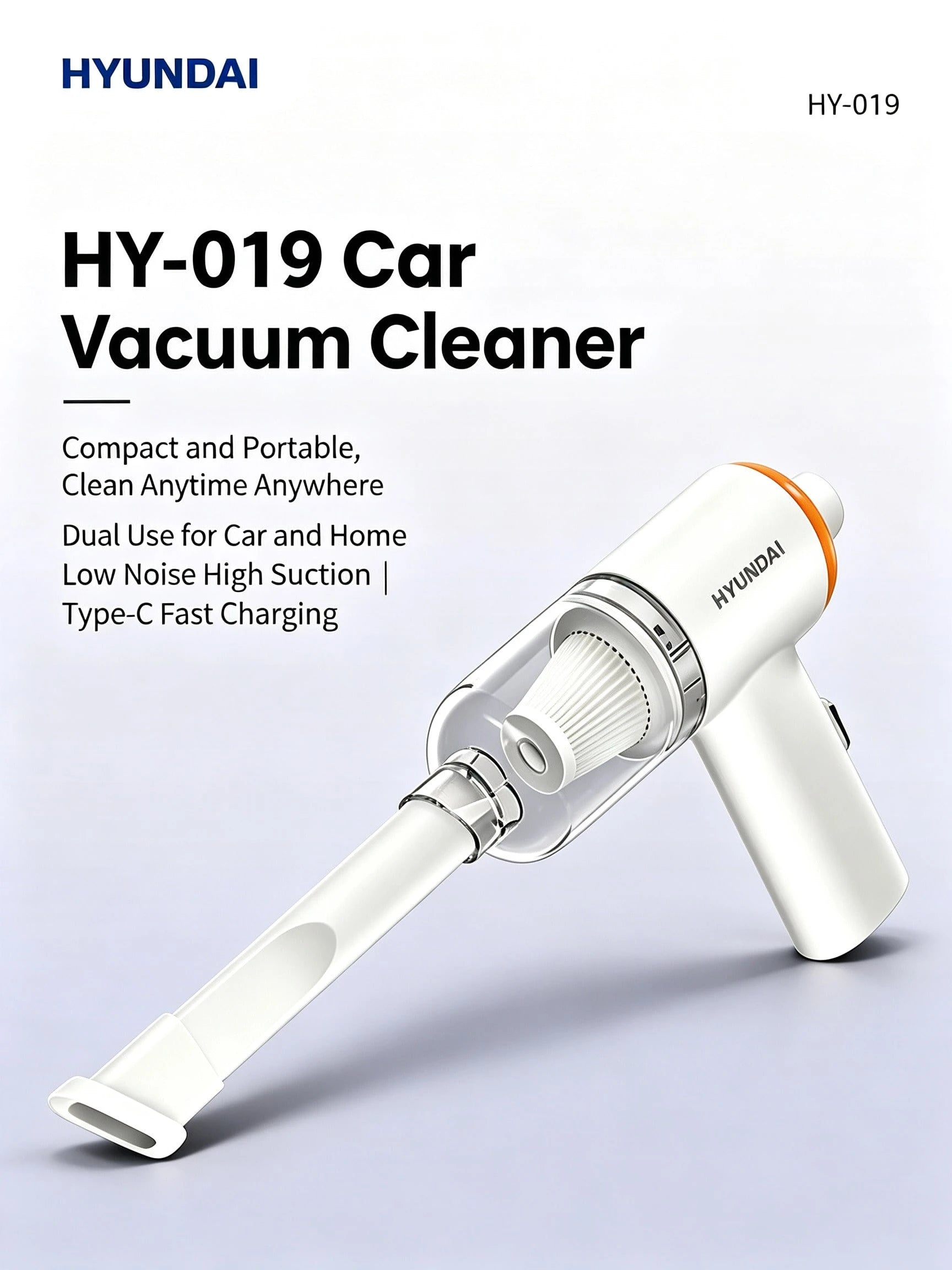 HYUNDAI Cordless Handheld Vacuum Cleaner. Lightweight And Portable Design. Powerful Suction With A Brushless Motor. Suitable For Home And Car Cleaning. High-Efficiency Filtration For Long-Lasting Batt