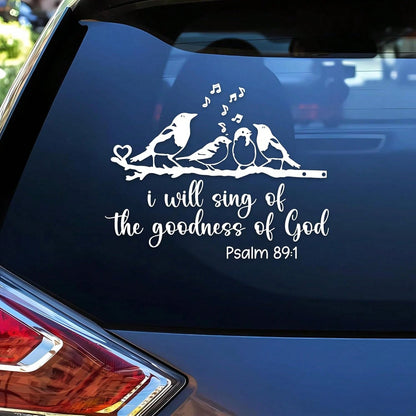 I Will Praise The Lord's Mercy- Car Sticker Funny Bible Verse Bird Christian Faith Humor Car Truck Accessories Affirmation Statement Waterproof Car Decal Parent Gift