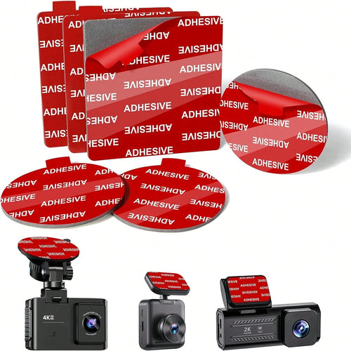 ILKCC 6Pcs Dash Cam Adhesive Pads [2mm, 283" Sq &Amp; 22" Rd]- Strong Heat-Resistant Sticky Tape For Car Dash, Windshield, GPS &Amp; Suction