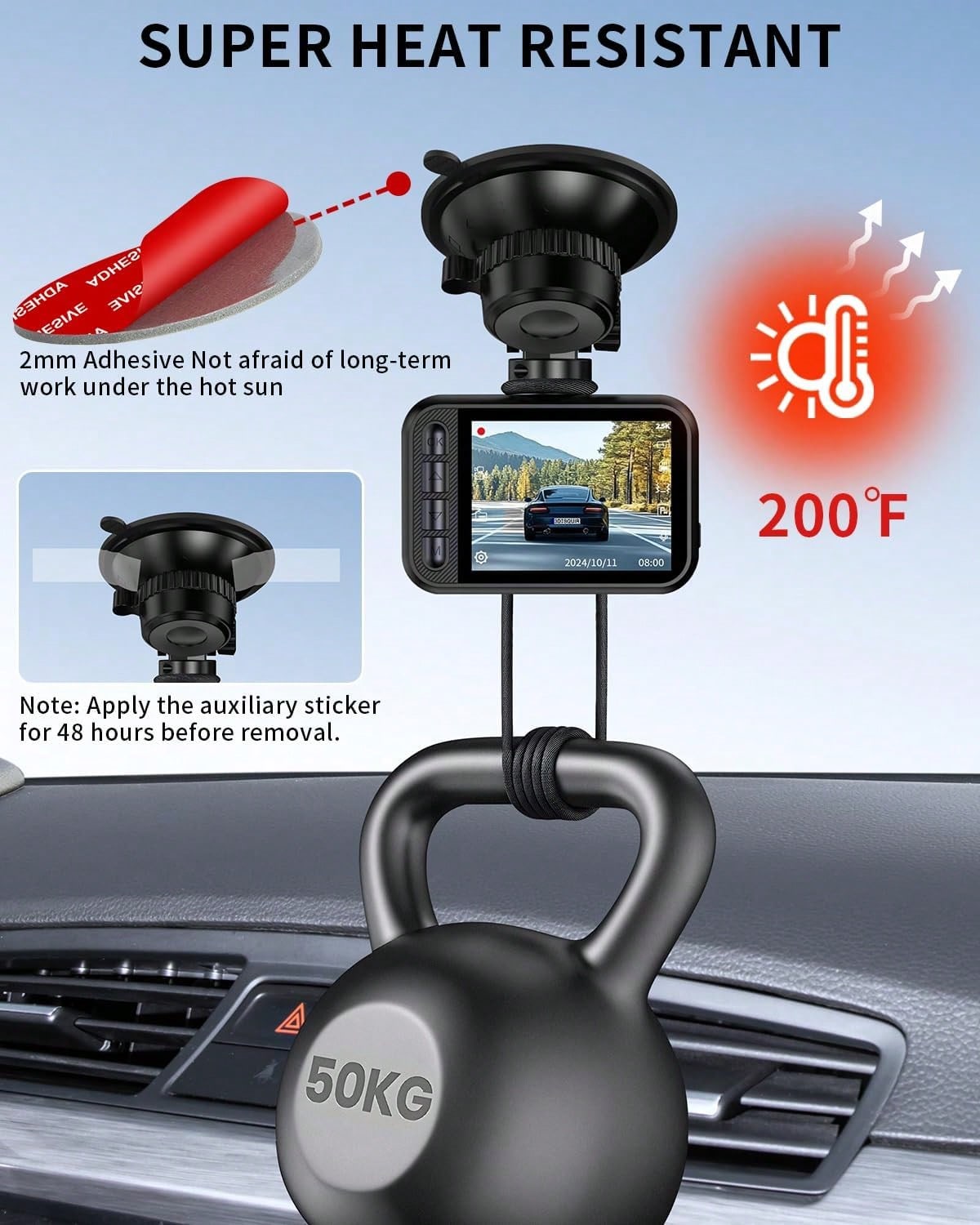 ILKCC 6Pcs Dash Cam Adhesive Pads [2mm, 283" Sq &Amp; 22" Rd]- Strong Heat-Resistant Sticky Tape For Car Dash, Windshield, GPS &Amp; Suction