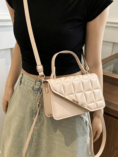 Imitation Leather Square Shoulder Bag, Quilted Texture Finish And Stitched Pattern, Multifunctional Mini Handbag, Suitable For Work And Shopping