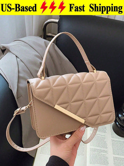 Imitation Leather Square Shoulder Bag, Quilted Texture Finish And Stitched Pattern, Multifunctional Mini Handbag, Suitable For Work And Shopping