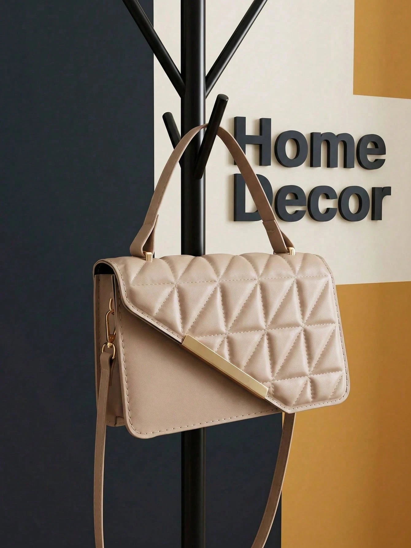 Imitation Leather Square Shoulder Bag, Quilted Texture Finish And Stitched Pattern, Multifunctional Mini Handbag, Suitable For Work And Shopping