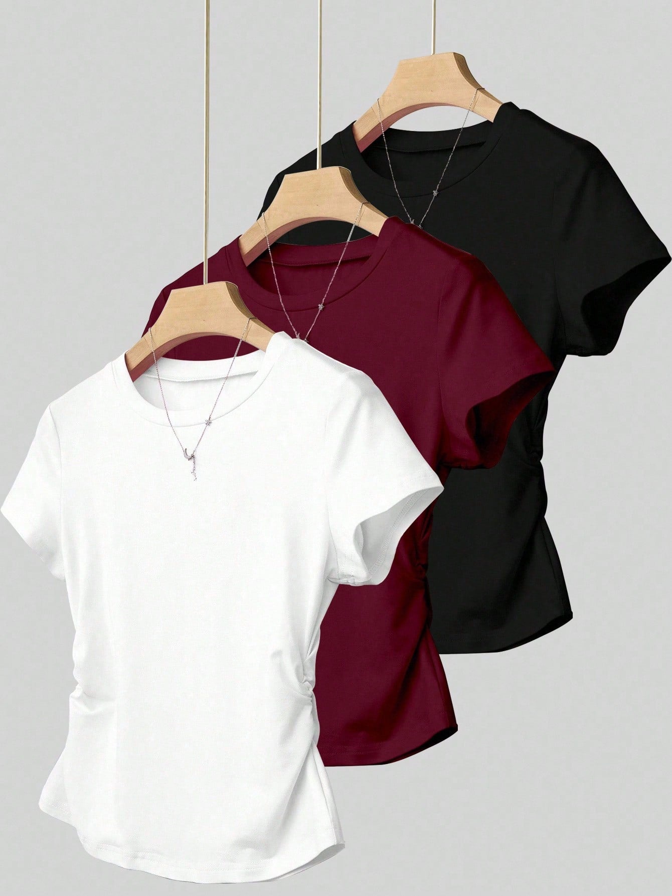 INAWLY 3pcs/Set Plus Size Women Summer Casual T-Shirt Set