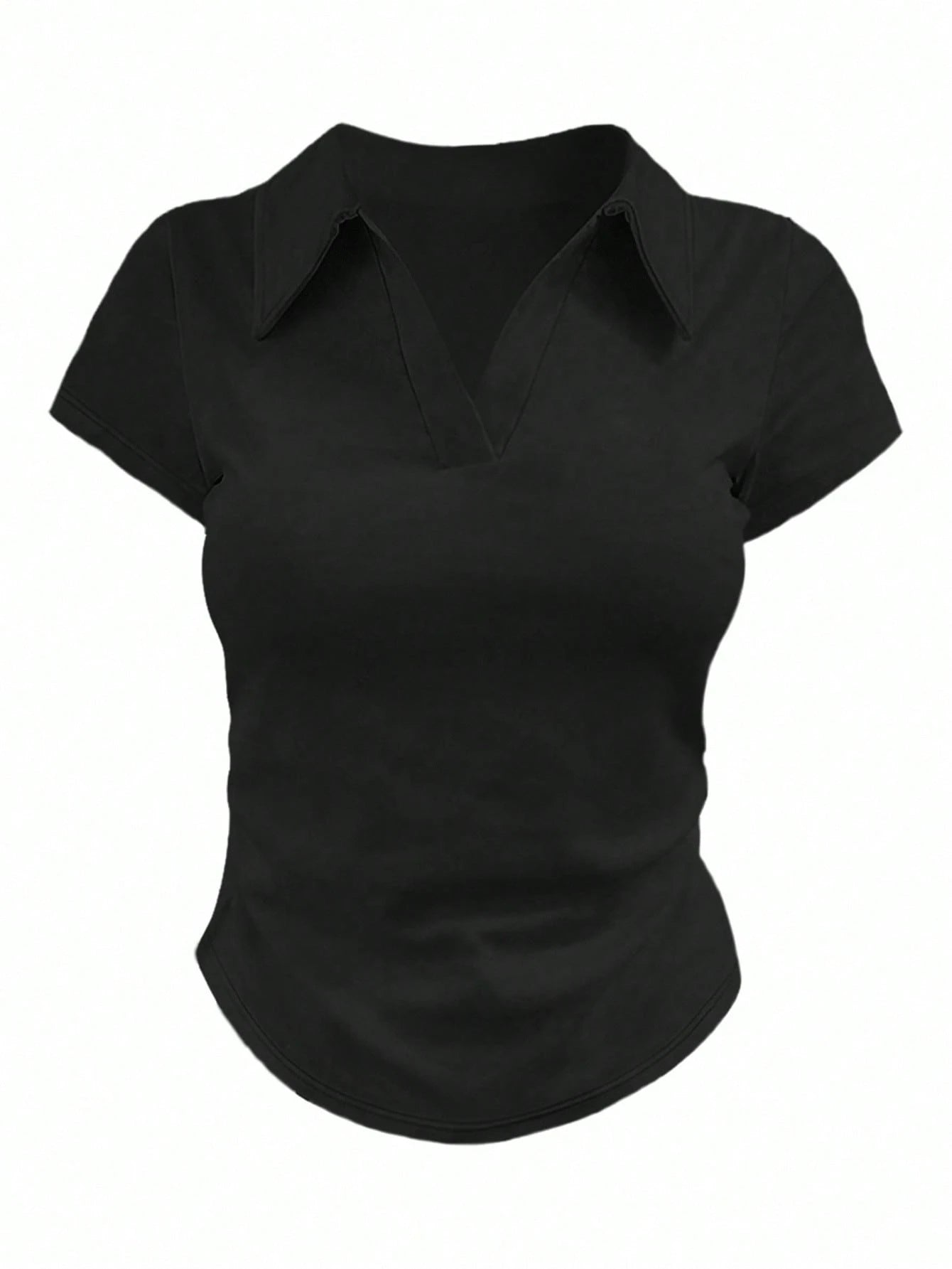 INAWLY Plus Size Casual Solid Color Short Sleeve T-Shirt, Summer