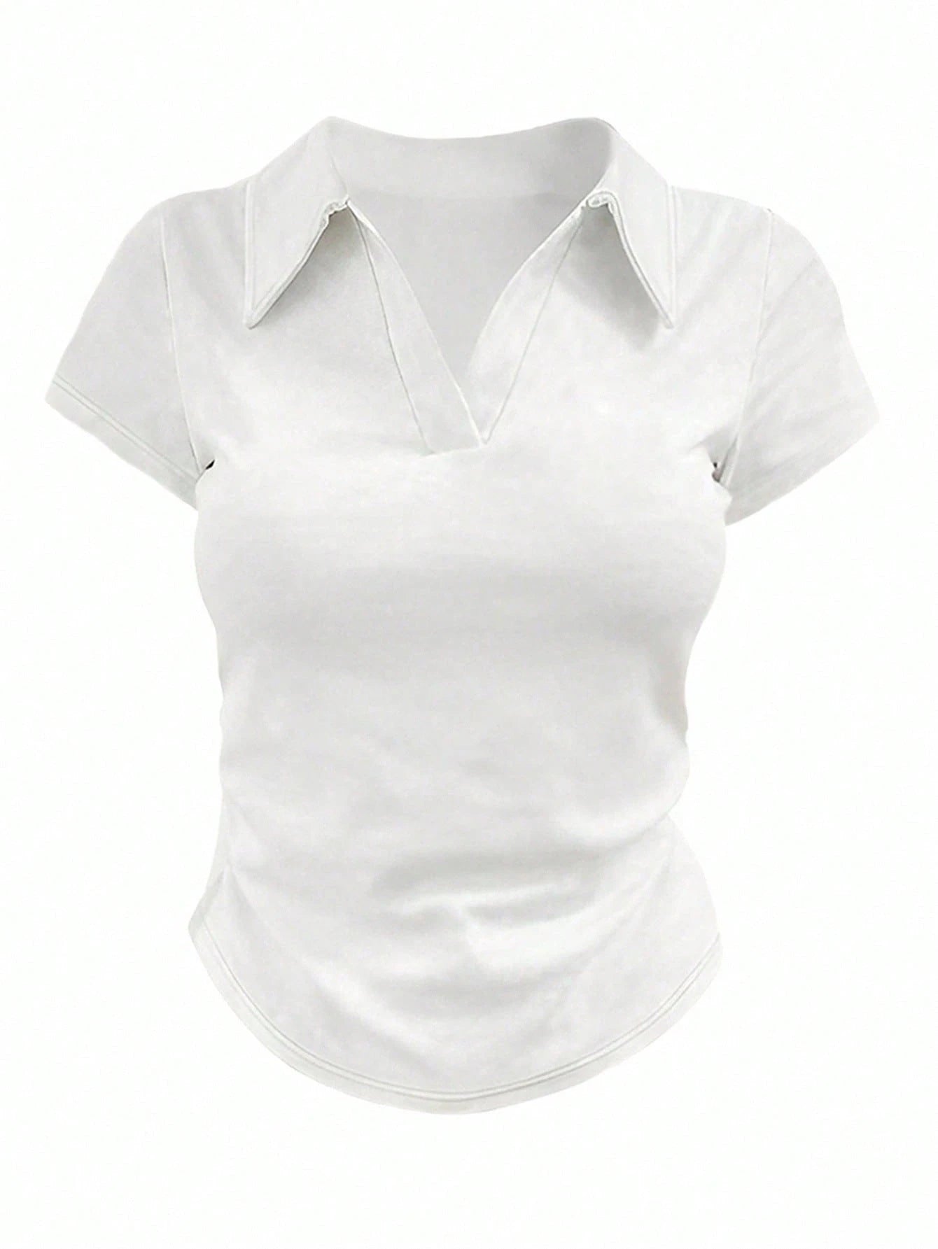 INAWLY Plus Size Casual Solid Color Short Sleeve T-Shirt, Summer