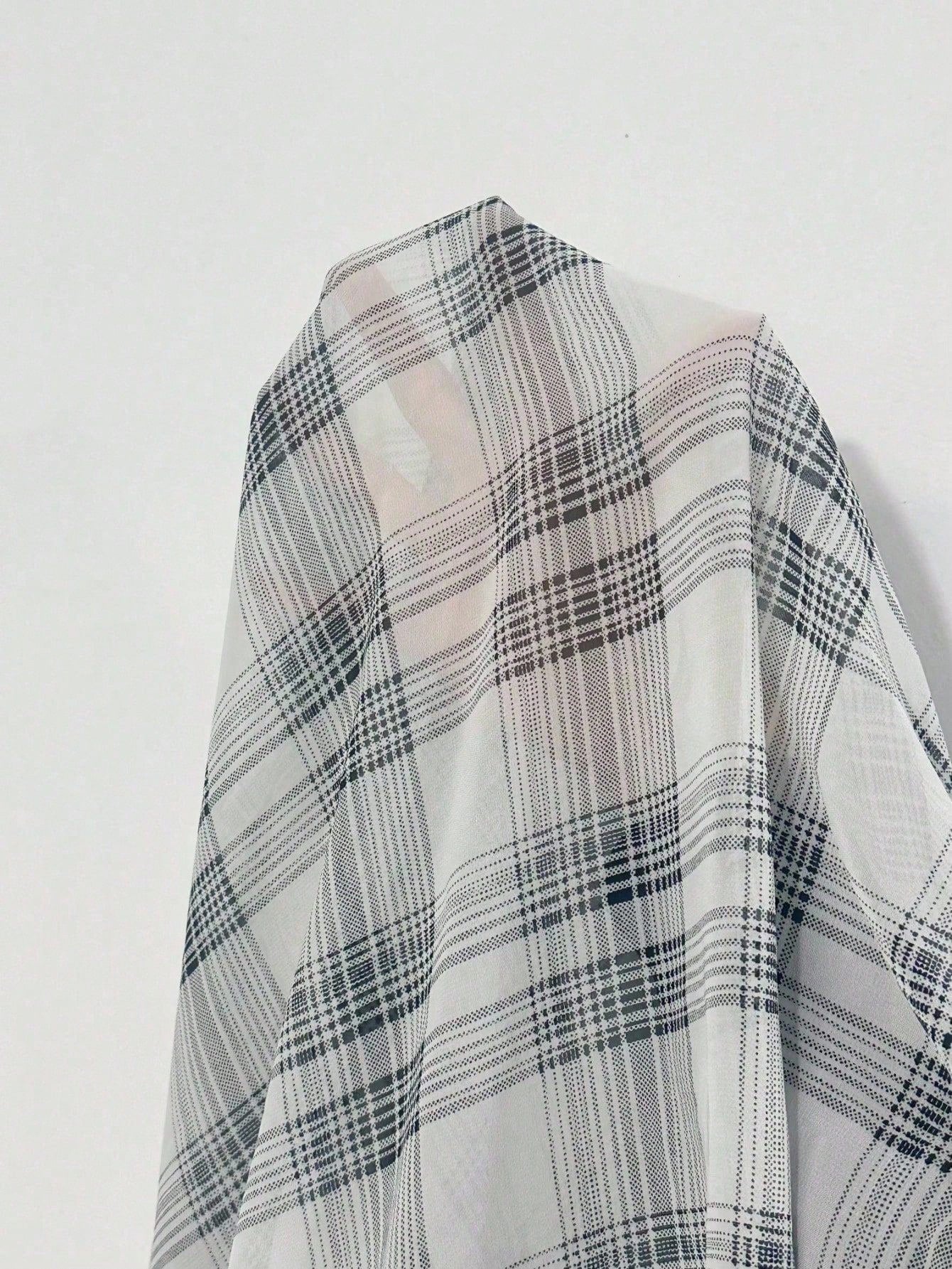 INAWLY Plus Size Women Casual Collegiate Style Printed Drop Shoulder Loose Curved Hem Plaid Shirt Fall Cloth For Women