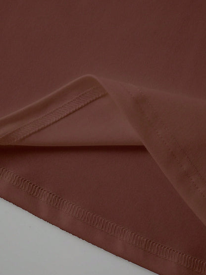 INAWLY Women's Casual Versatile Solid Color Mid-Sleeve T-Shirt