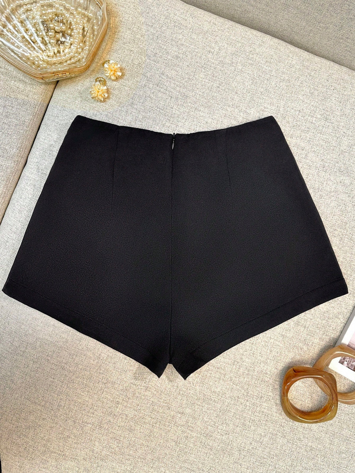 INAWLY Women's Plain Solid Color Casual Shorts, Fashionable For Summer