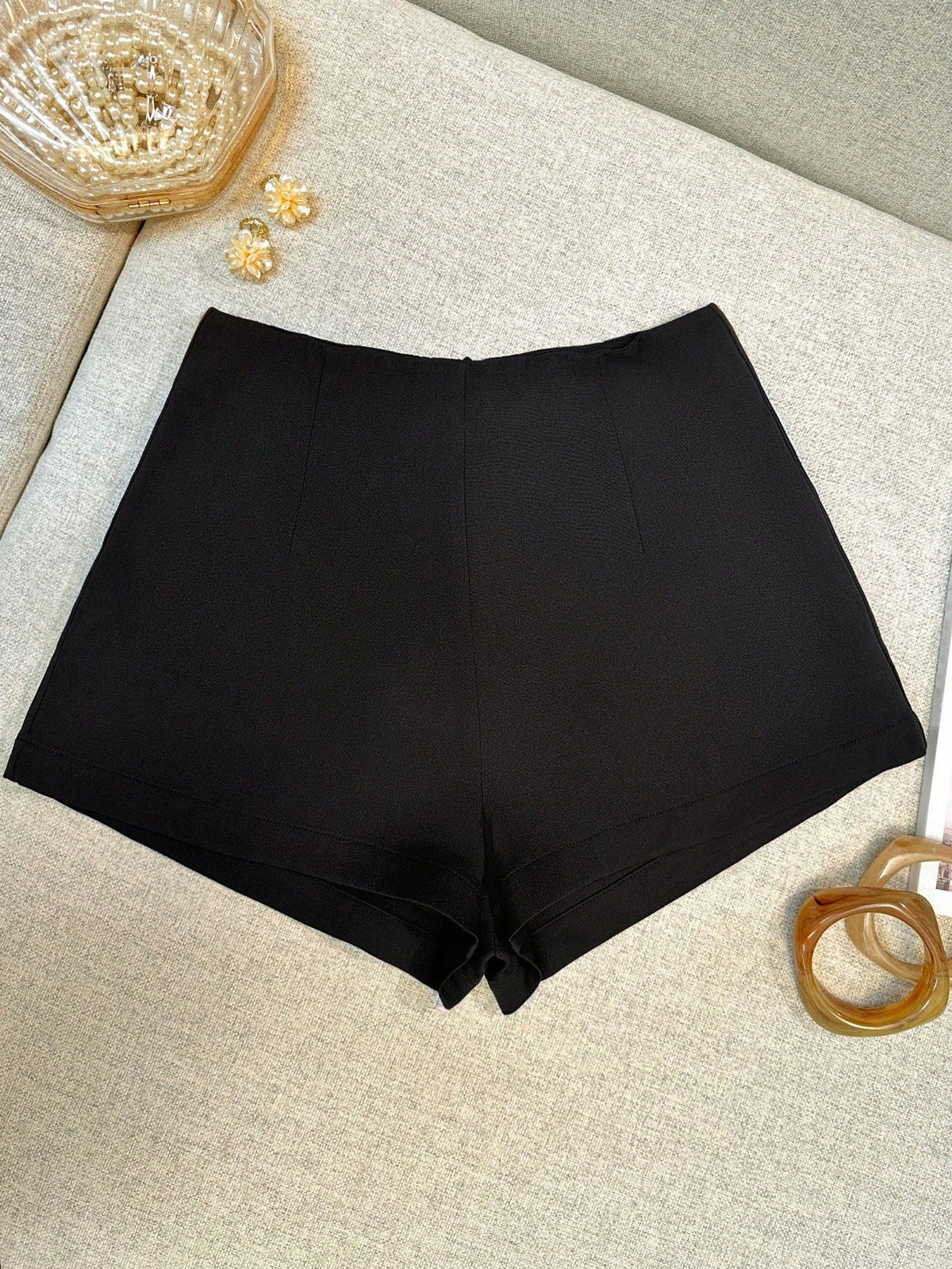 INAWLY Women's Plain Solid Color Casual Shorts, Fashionable For Summer