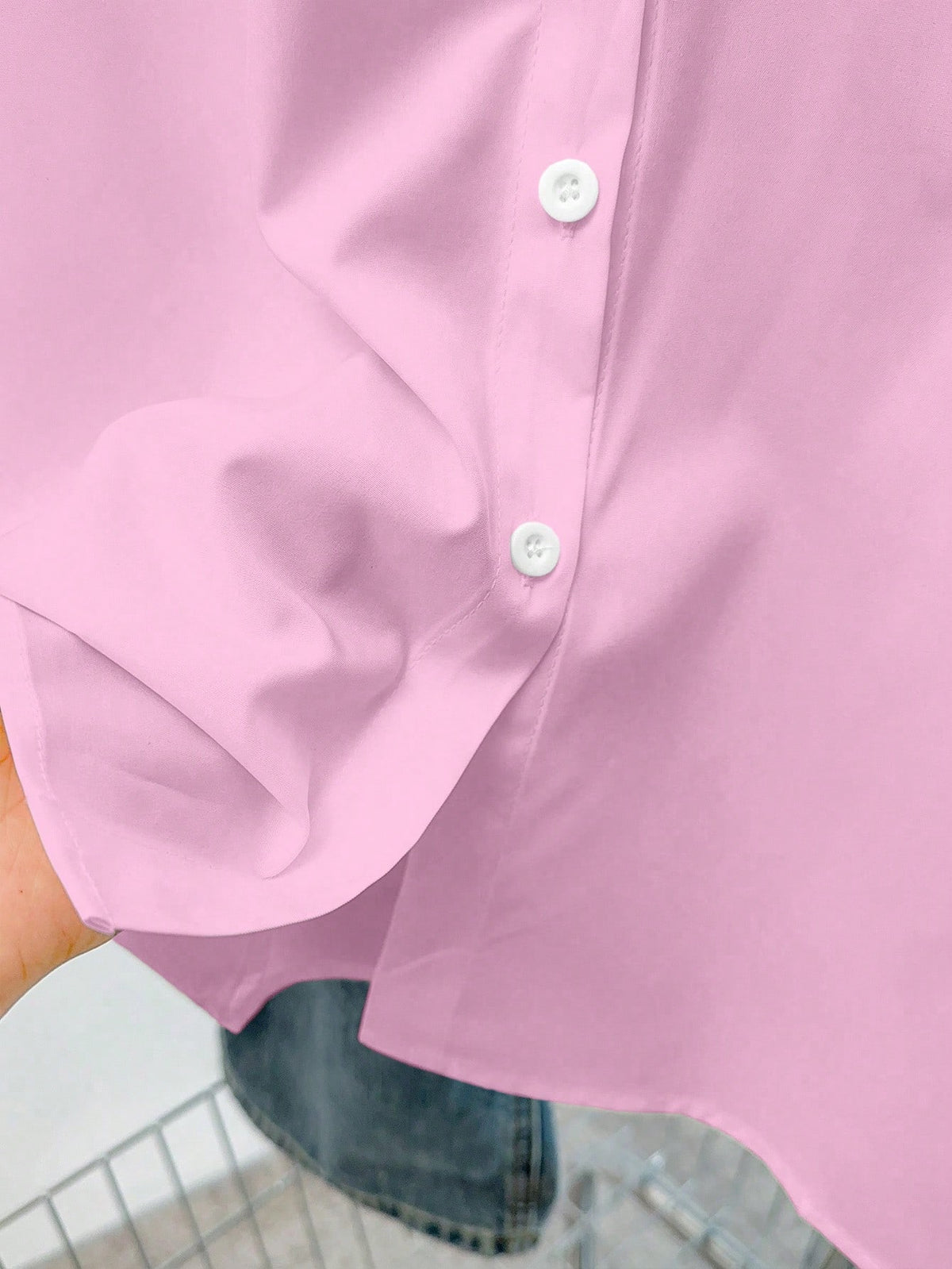 INAWLY Women's Solid Color Drop Shoulder Long Sleeve Single-Breasted Casual Shirt