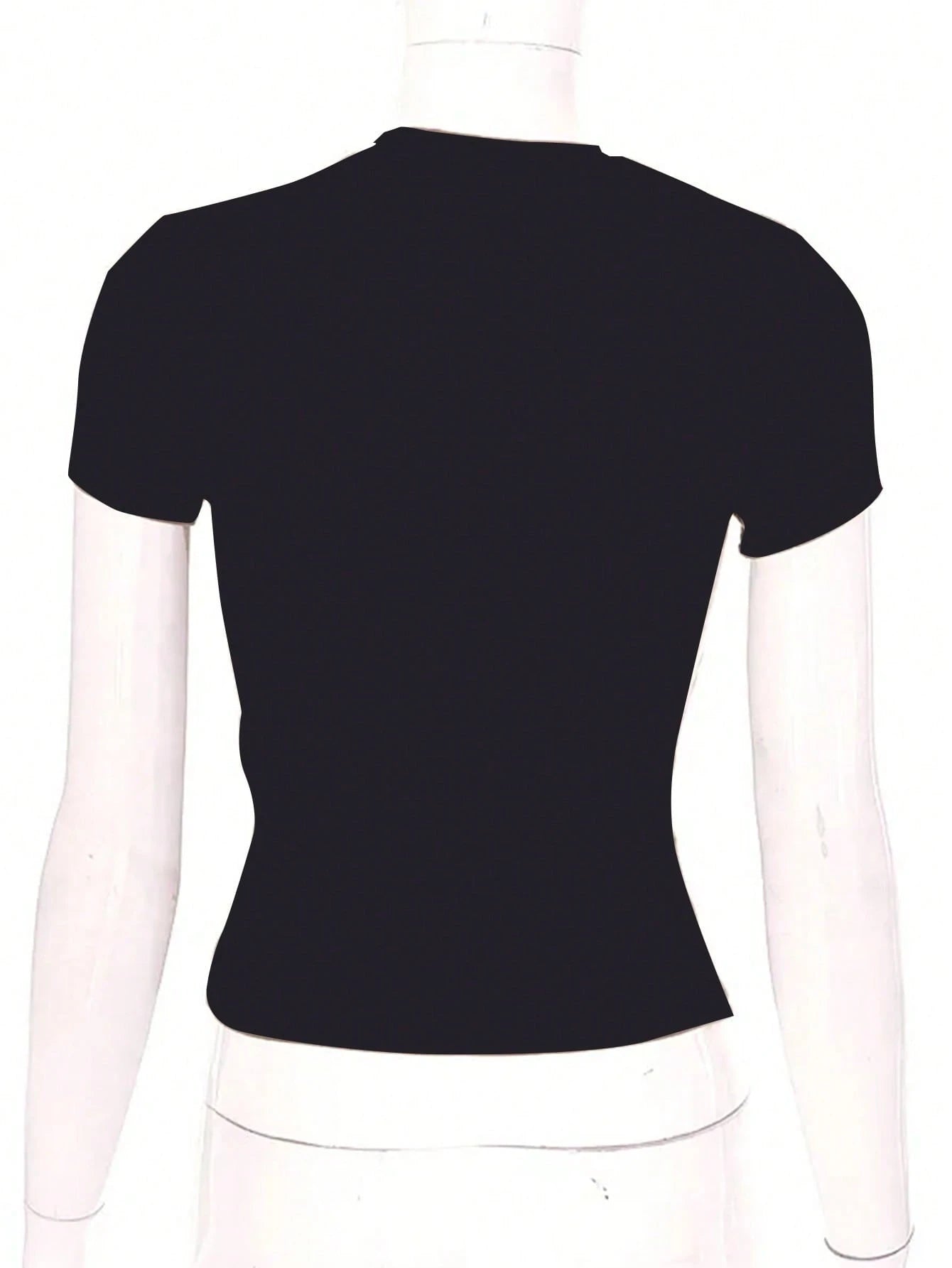 INAWLY Women Summer Casual Solid Color Slim Fit Short Sleeve T-Shirt
