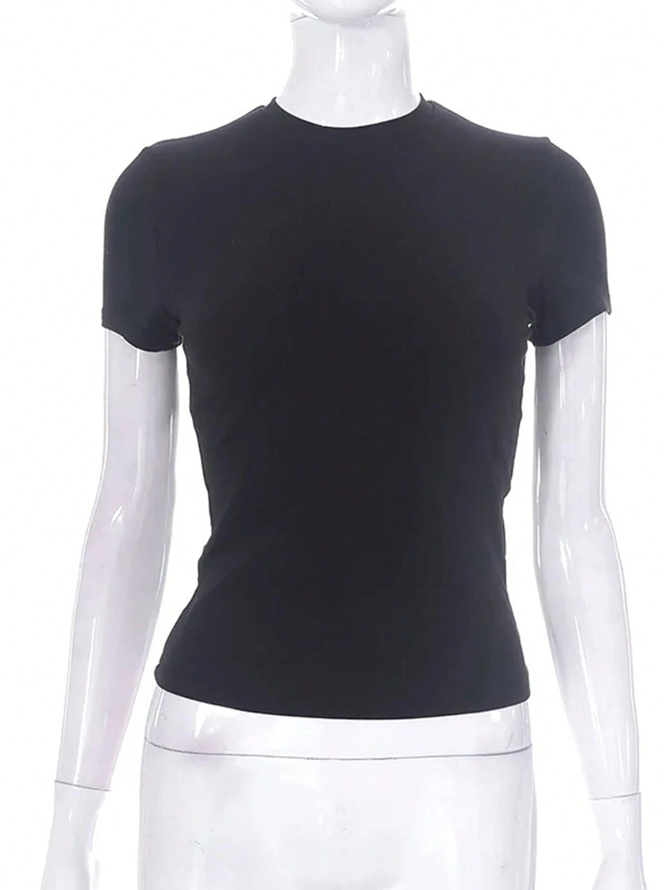 INAWLY Women Summer Casual Solid Color Slim Fit Short Sleeve T-Shirt