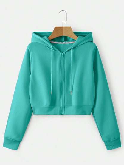 INAWLY Zip Up Crop Drawstring Hoodie,Long Sleeve Tops Graduation,Back To School,Graduation,Teacher For Women,Back To School Fall Sweatshirt