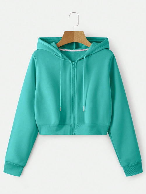 INAWLY Zip Up Crop Drawstring Hoodie,Long Sleeve Tops Graduation,Back To School,Graduation,Teacher For Women,Back To School Fall Sweatshirt