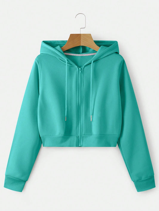 INAWLY Zip Up Crop Drawstring Hoodie,Long Sleeve Tops Graduation,Back To School,Graduation,Teacher For Women,Back To School Fall Sweatshirt