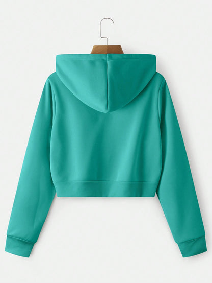 INAWLY Zip Up Crop Drawstring Hoodie,Long Sleeve Tops Graduation,Back To School,Graduation,Teacher For Women,Back To School Fall Sweatshirt