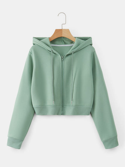 INAWLY Zip Up Crop Drawstring Hoodie,Long Sleeve Tops Graduation,Back To School,Graduation,Teacher For Women,Back To School Fall Sweatshirt