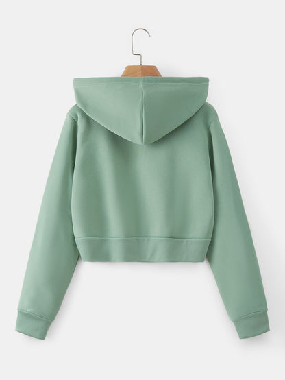 INAWLY Zip Up Crop Drawstring Hoodie,Long Sleeve Tops Graduation,Back To School,Graduation,Teacher For Women,Back To School Fall Sweatshirt