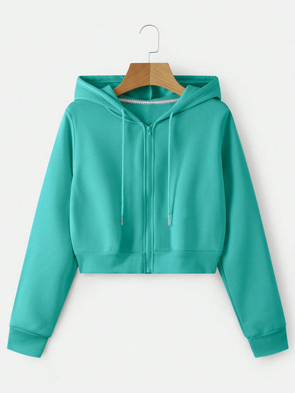 INAWLY Zip Up Crop Drawstring Hoodie,Long Sleeve Tops Graduation,Back To School,Graduation,Teacher For Women,Back To School Fall Sweatshirt