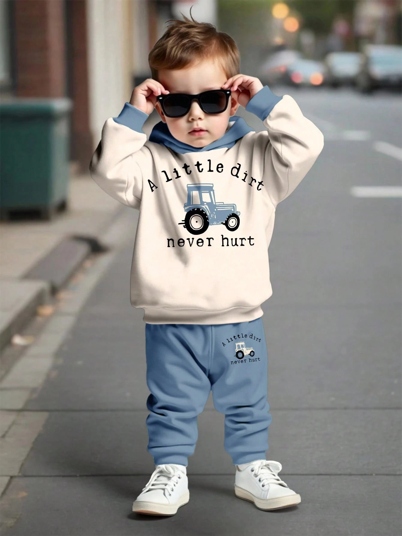 Infant Boys Casual Loose Comfy Knit Soft Sweatshirt&Pants Set,Suitable For Autumn/Winter Baby Boy Clothes Outfit Tractor Little Sweatpants Fall
