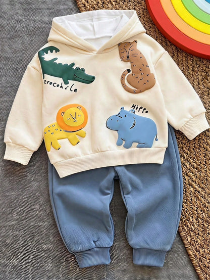 Infant Boys Casual Loose Comfy Knit Soft Sweatshirt&Pants Set,Suitable For Autumn/Winter Baby Boy Clothes Outfit Tractor Little Sweatpants Fall
