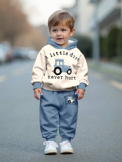 Infant Boys Casual Loose Comfy Knit Soft Sweatshirt&Pants Set,Suitable For Autumn/Winter Baby Boy Clothes Outfit Tractor Little Sweatpants Fall