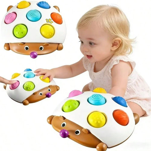 Infant Sensory Press Hedgehog Toy, Suitable For Babies 18 Months And Above, Point-And-Press Recognition Toy, Airplane Travel Companion. (Random Color)