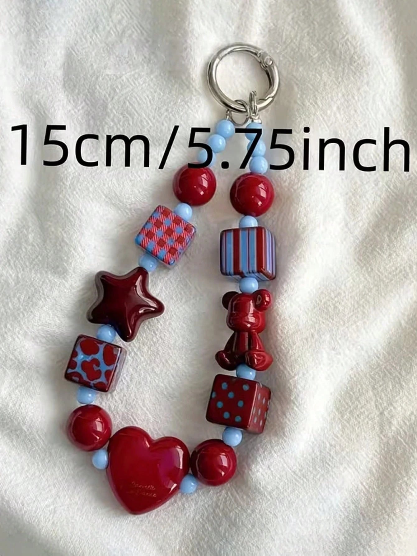 Ins Wine Red Bear Heart TPU Pendant, Cute Ornament For Phone, Camera, Bag & Keychain, Elegant Decor Charm