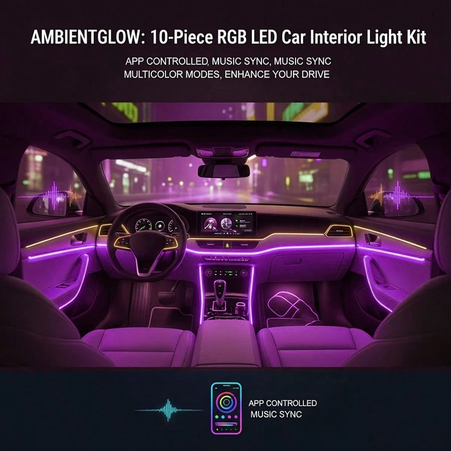 Intelligent Car Interior Trim Kit, LED Light Show Decorative Ambient Lighting, Music Dynamic Mode
