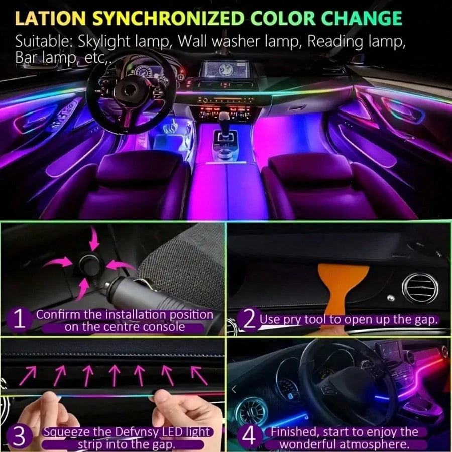 Intelligent Car Interior Trim Kit, LED Light Show Decorative Ambient Lighting, Music Dynamic Mode