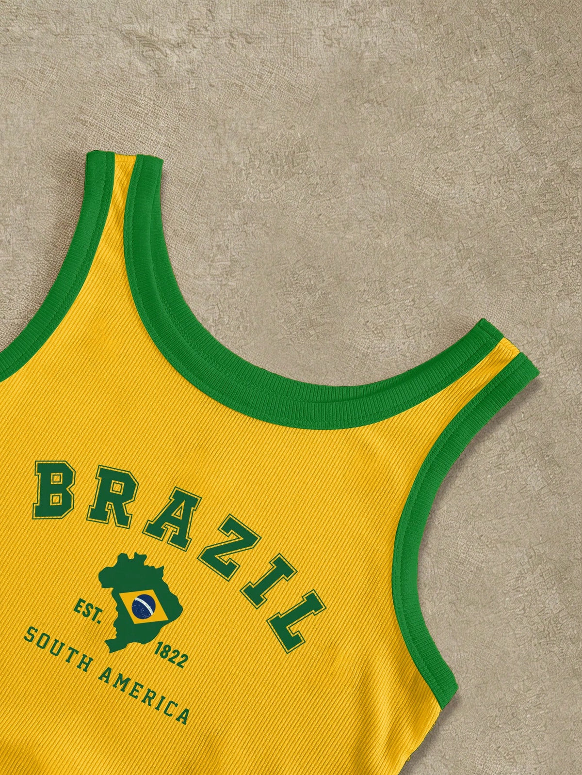 IslaSuriya 3pcs Brazil, Italy, Spain Slogan Graphic Print Women Round Neck Camisole,Soccer Fan