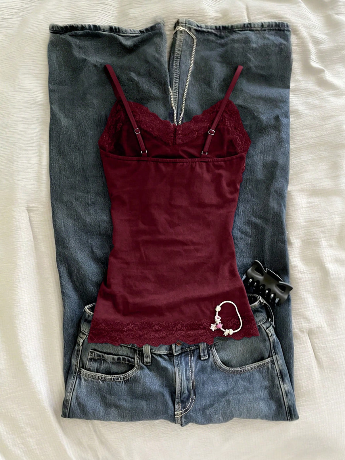 IslaSuriya Lace Patchwork Fitted Camisole For Women