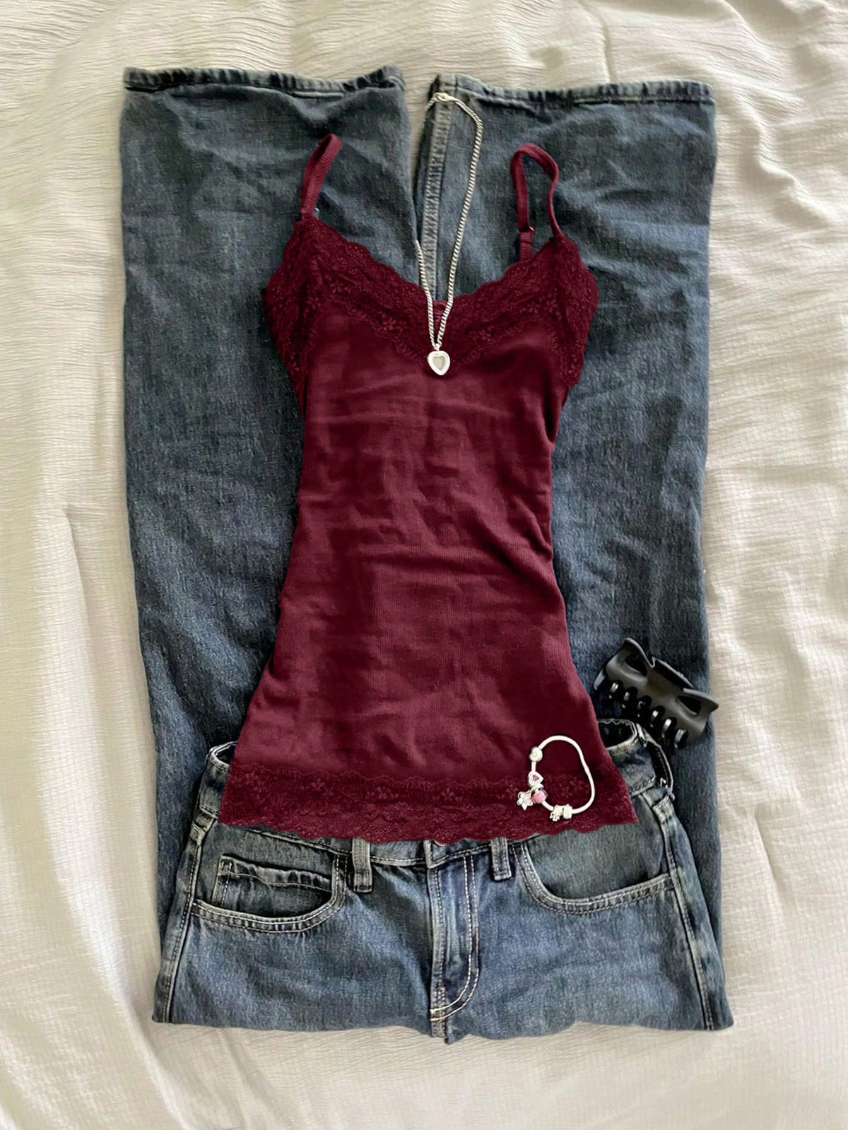 IslaSuriya Lace Patchwork Fitted Camisole For Women