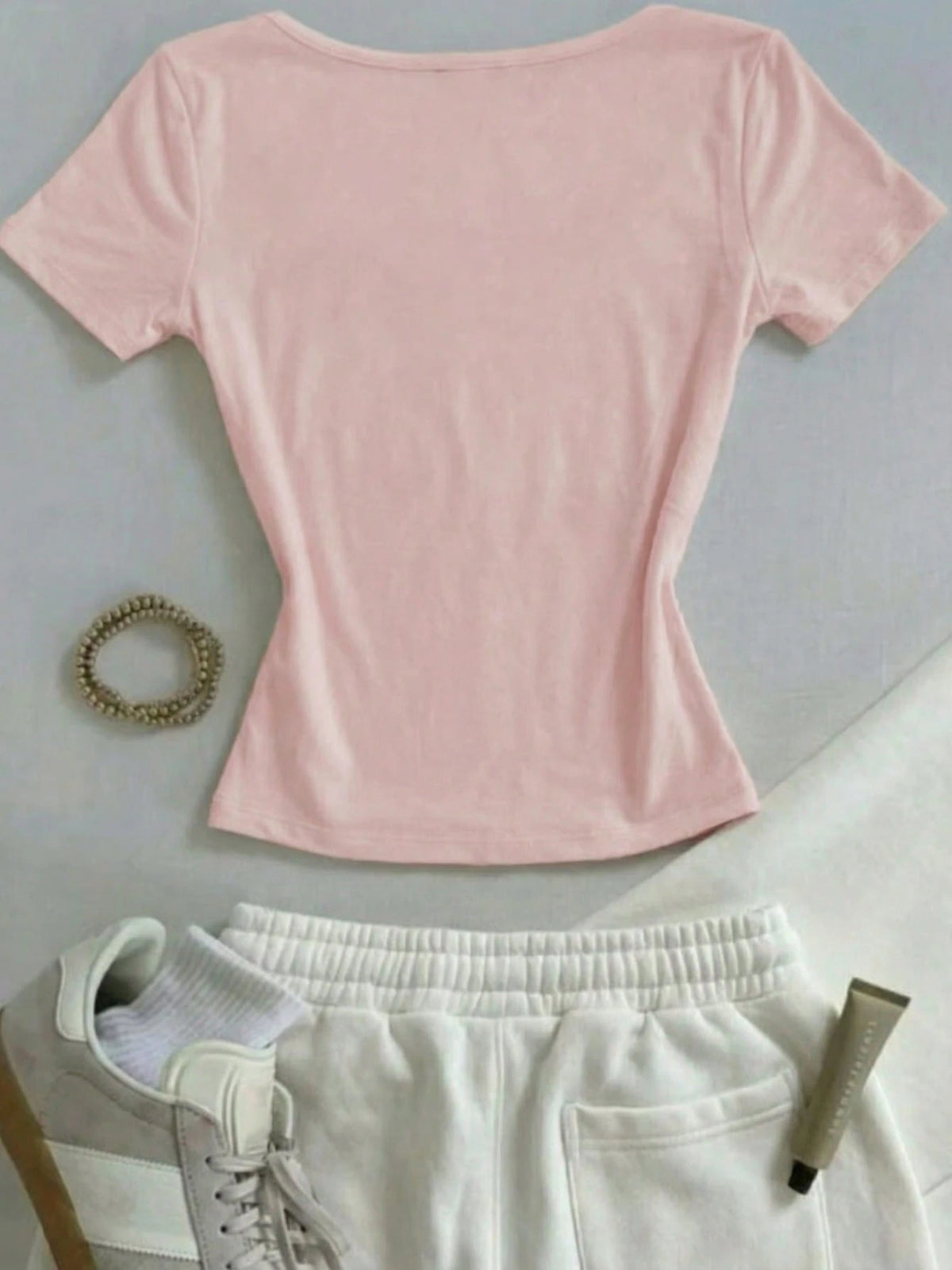 IslaSuriya Navy Blue Square-Neck Short-Sleeve T-Shirt,Chic Elegant Everyday Summer Casual Minimalist Style Top,Perfect Gift For Mom,Sisters Mother's Day Wear