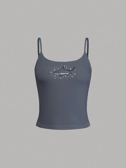 IslaSuriya Plus Size Summer Casual Shark Print Camisole
