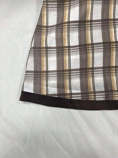 IslaSuriya Plus Size Women Plaid Halter Neck Cinched Waist Top