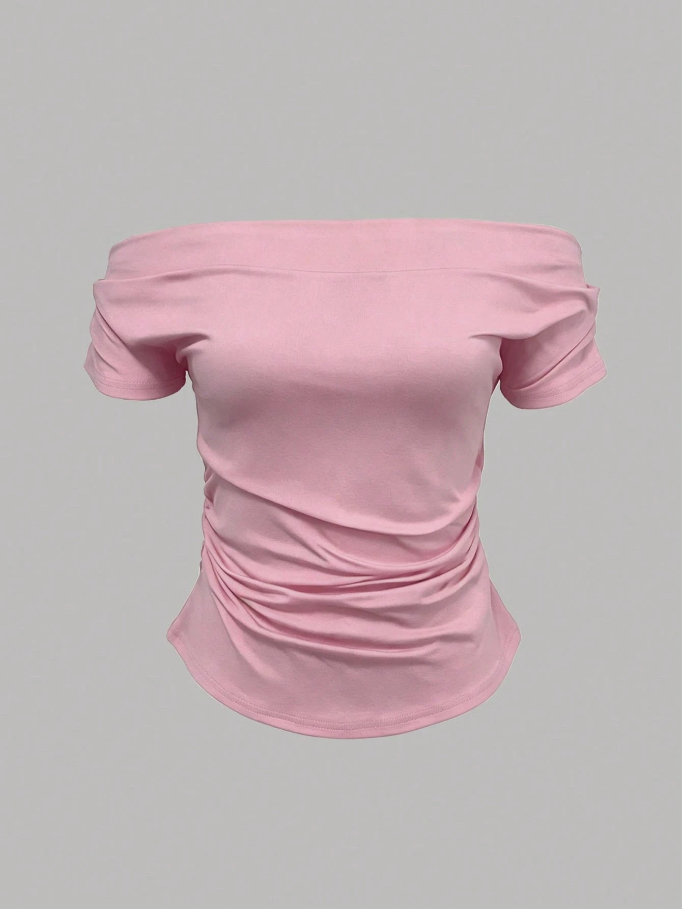 IslaSuriya Women's Solid Color Minimalist Off-Shoulder T-Shirt, Everyday Wear