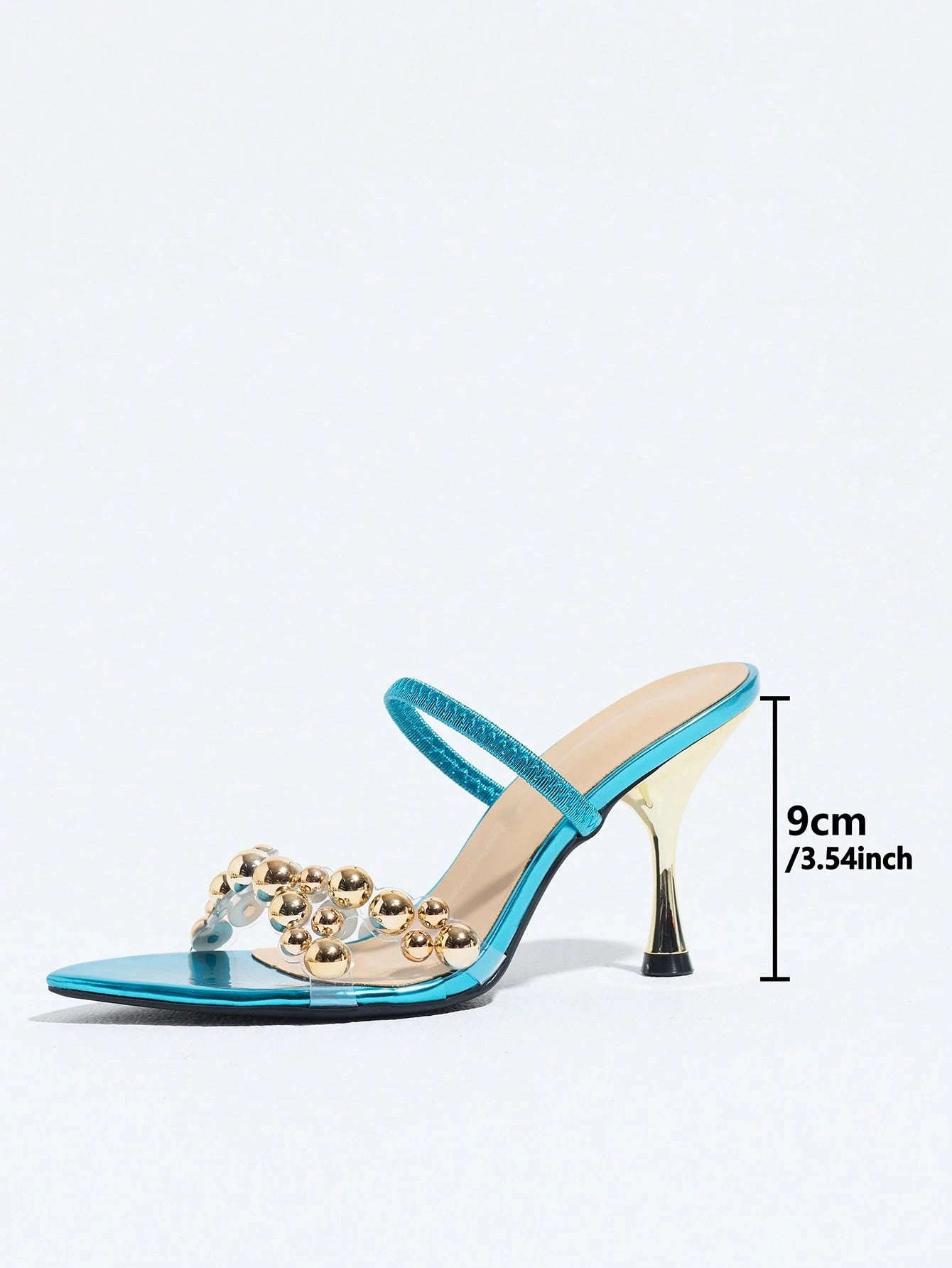 Jin Bei Qi Women's Pointed Toe High Heel Sandals With Instep Strap, Open Toe Multiple Round Decor Cross Strap Mule Shoes, Elegant Fashion Sexy Romantic Glamorous Women's Shoes, Suitable For Party Gath