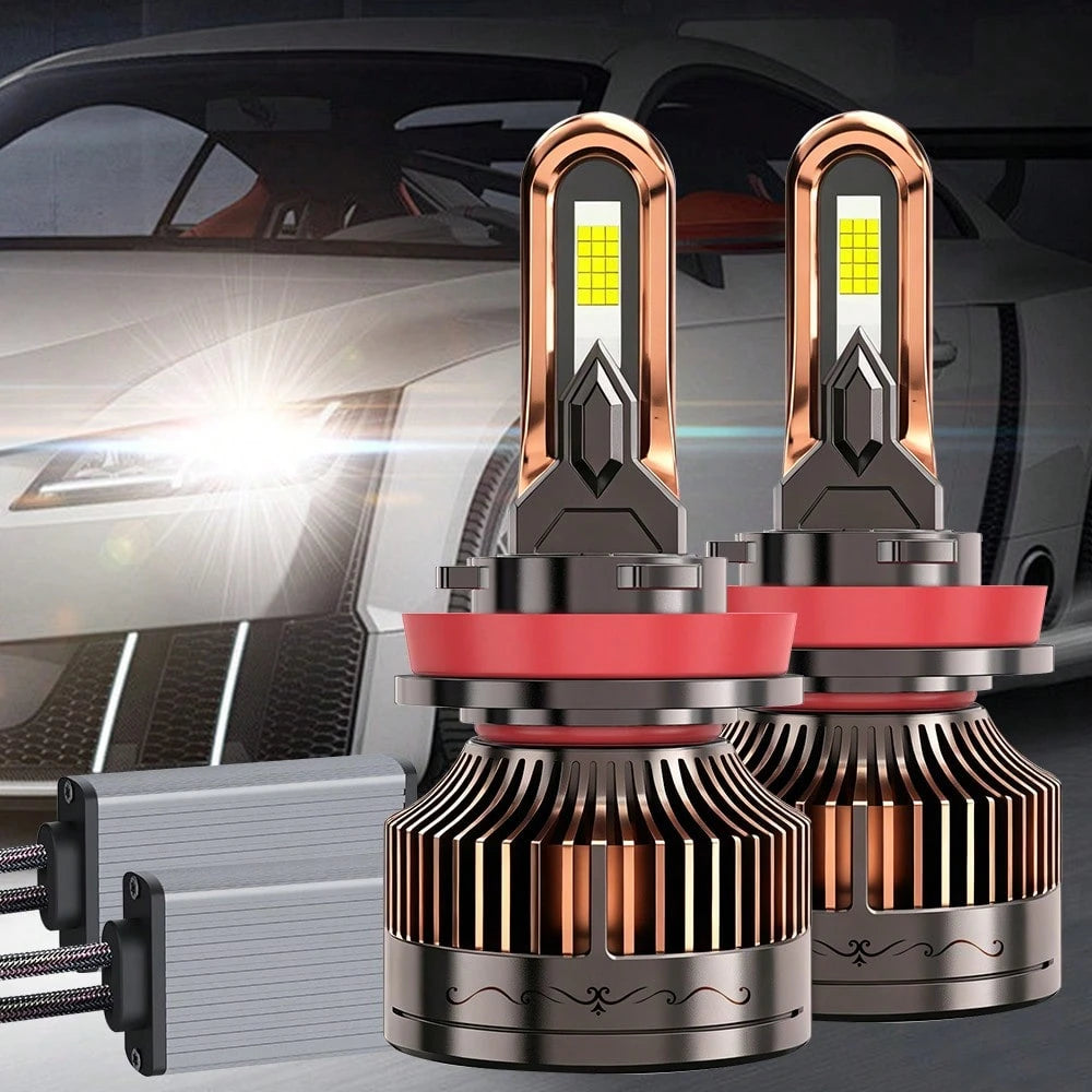 JINGMA 2pcs H4 H7 H11 LED Car Headlight H1 H9 9005 HB3 9006 HB4 9012 H13 High Low Beam Bulbs 7500K 800% Bright With External Drive CanbusPlug&Play, 60000LM, 200W, 9570 CSP CHIP, 500000H, 12V-24V, With