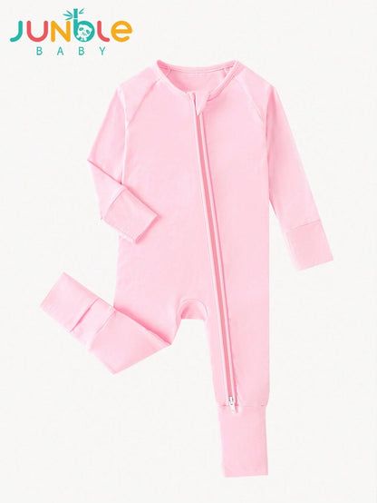Junblebaby Baby Girl Bamboo Fiber Zipper Romper,Junblebaby Baby Boy Bamboo Fiber Zipper Romper,Tight-Fitting Style-Bamboo Fiber Solid Color Long-Sleeved Zipper, Baby Boy Clothes, Bamboo Baby Jumpsui