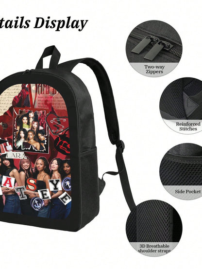 KATSEYE Backpack 3-Piece Set Cartoon Fun Backpack Pencil Case & Lunch Bag Three-Piece School Gear