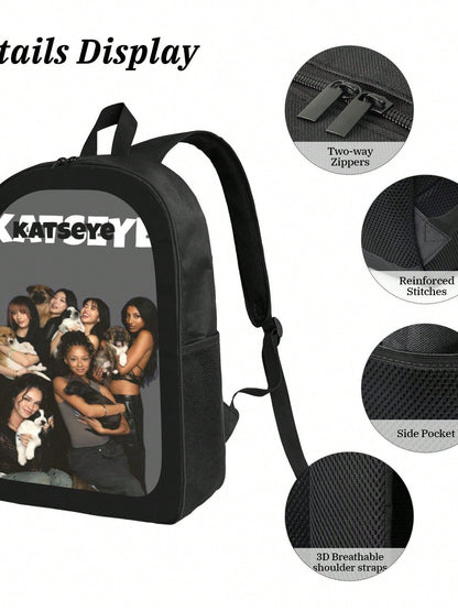KATSEYE Backpack 3-Piece Set Cartoon Fun Backpack Pencil Case & Lunch Bag Three-Piece School Gear