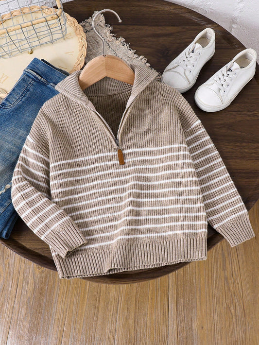 Kids 1pc Young Boys' Casual College Style Soft Thick Pullover Autumn Sweater,Winter,80s,School,Back-To-School Comfortable Versatile Outings Sports