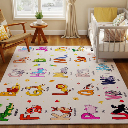Kids Educational Area Rugs, Kids Collection Area Rug For Classroom| ABC Rug For Learning Alphabet, Numbers, Colors, Seasons, And Animals