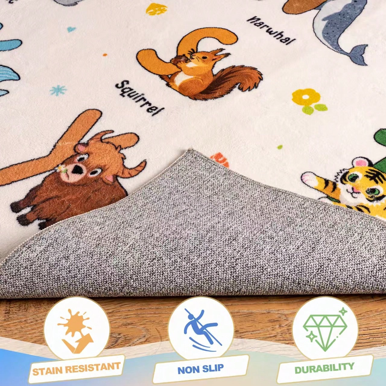 Kids Educational Area Rugs, Kids Collection Area Rug For Classroom| ABC Rug For Learning Alphabet, Numbers, Colors, Seasons, And Animals
